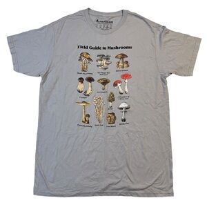 Headline Shirts Field Guide to Mushroom Grey Graphic T-Shirt NWOT Large